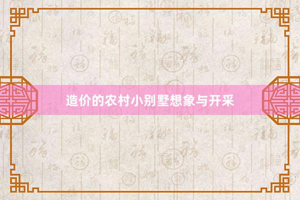 造价的农村小别墅想象与开采